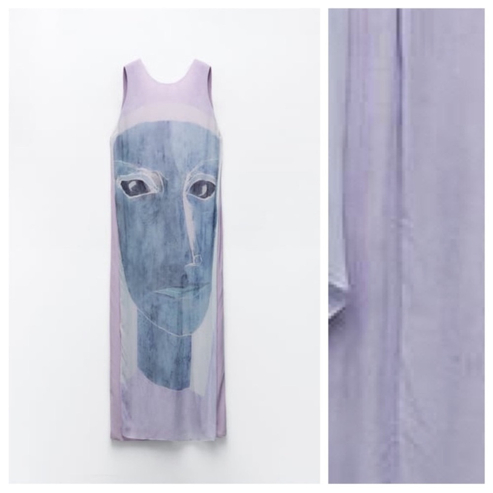 Zara Lilac Viscose Flowing Printed Midi Dress 8077/041/290/014 - Picture 8 of 10